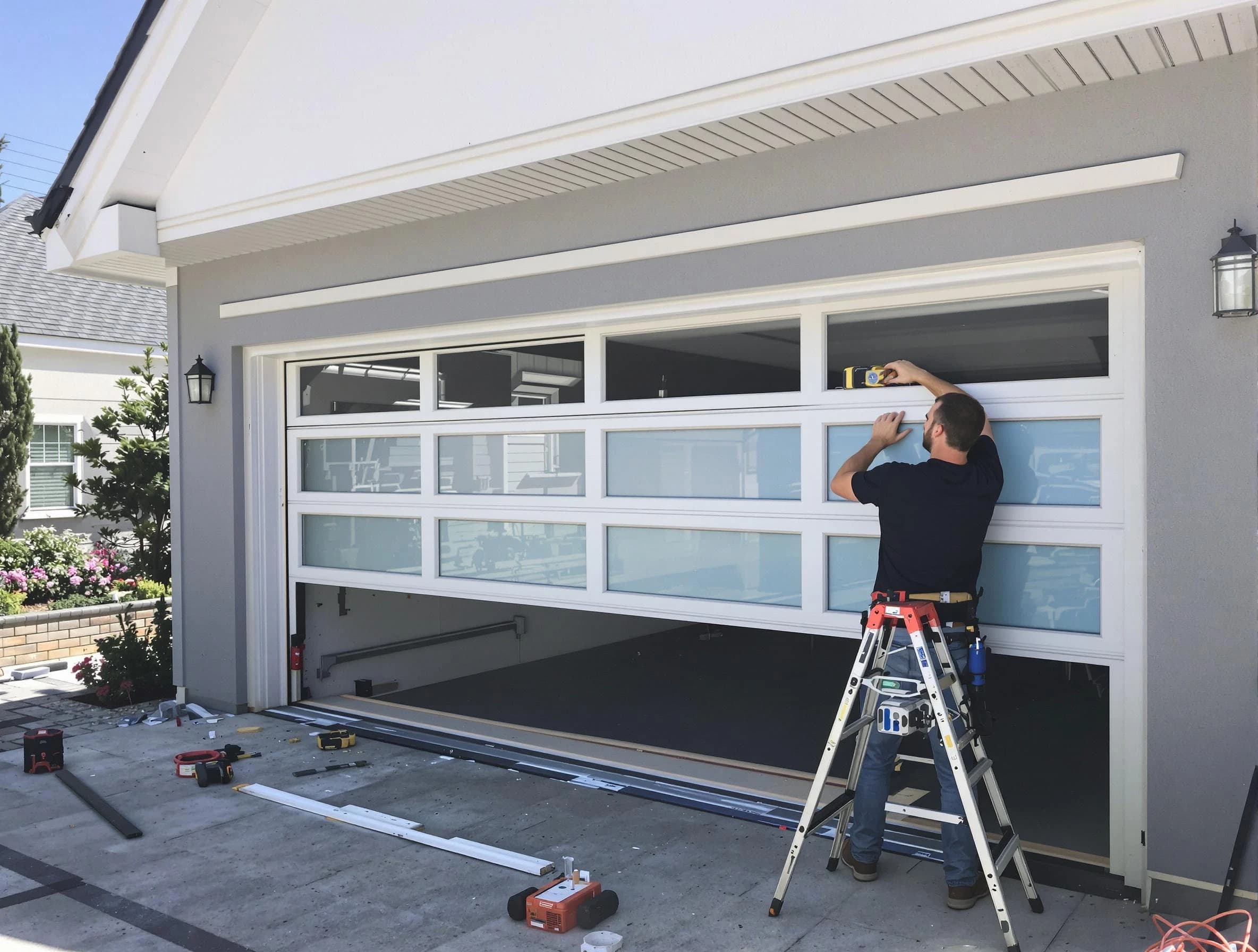 Mapleton Garage Door Repair team performing garage door replacement in Mapleton