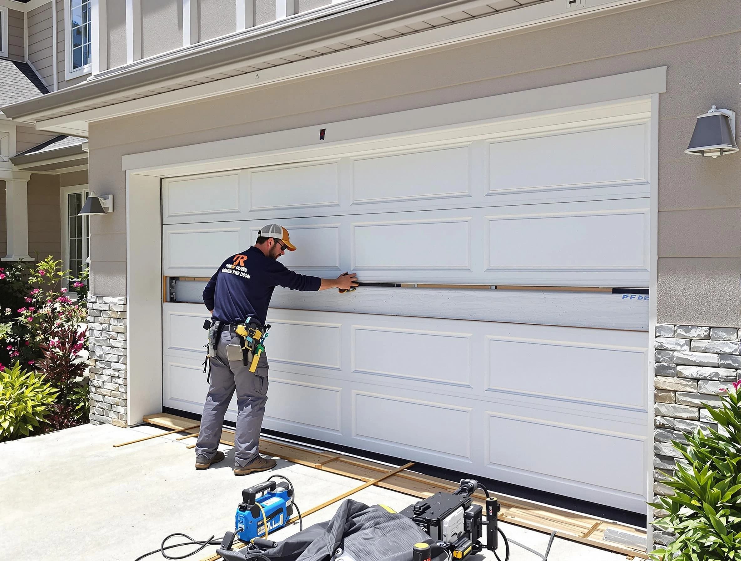 Mapleton Garage Door Repair team performing complete garage door replacement at Mapleton residence