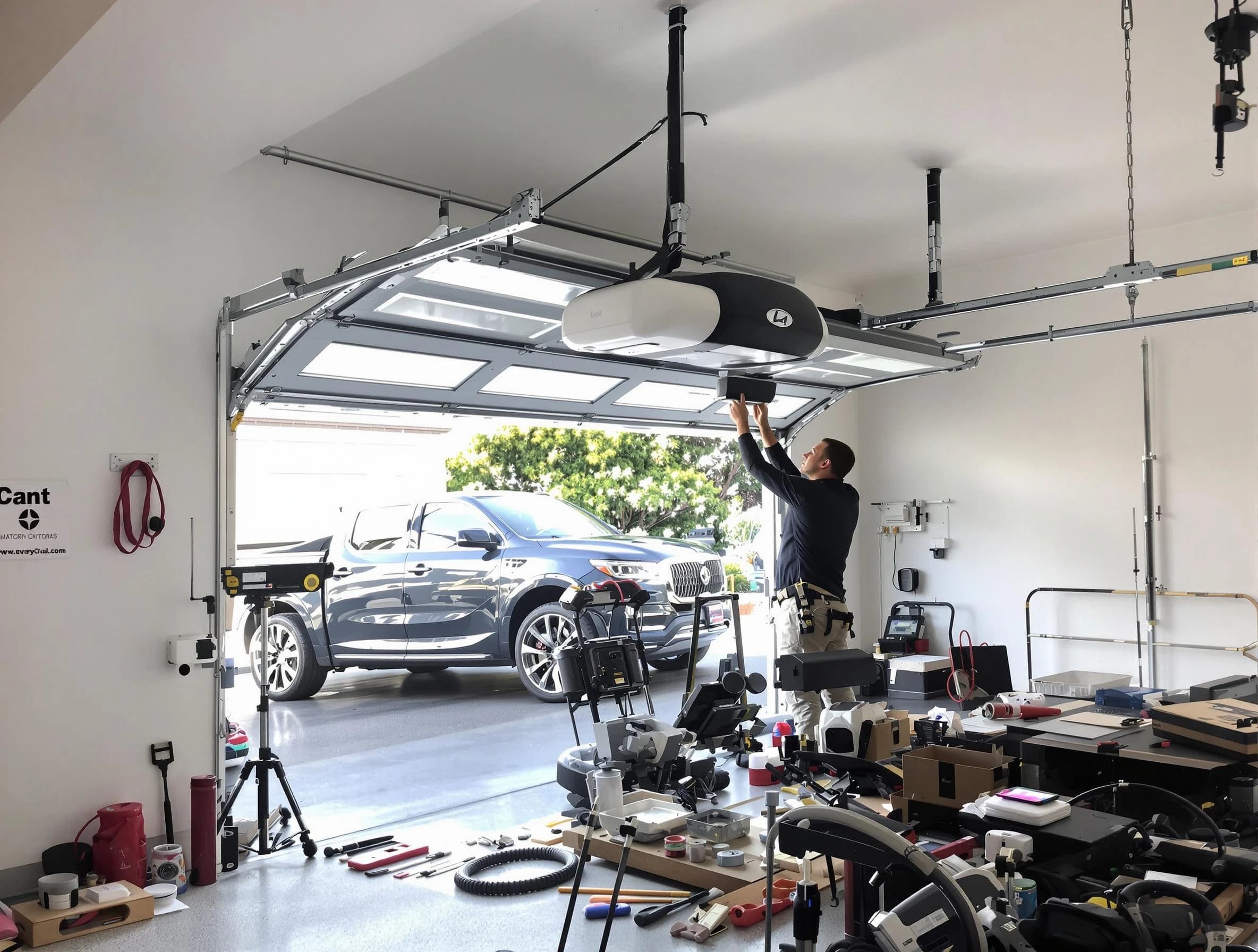 Mapleton Garage Door Repair specialist installing smart garage door opener system in Mapleton home