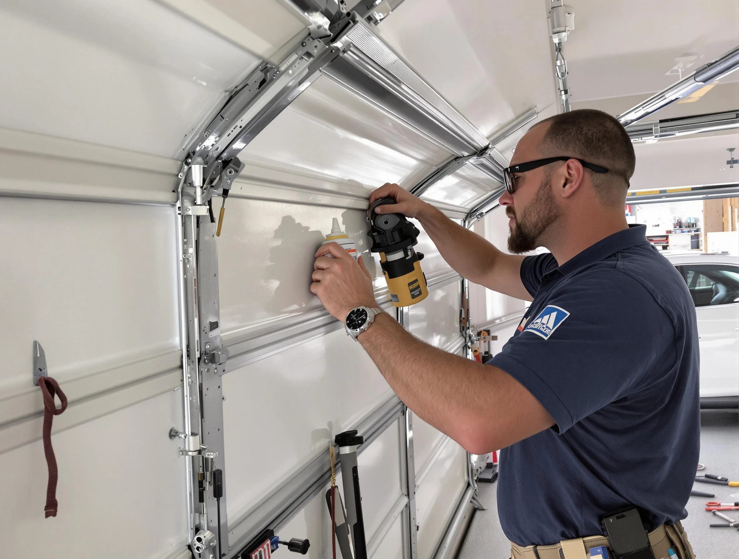 Mapleton Garage Door Repair technician performing comprehensive noise reduction service in Mapleton